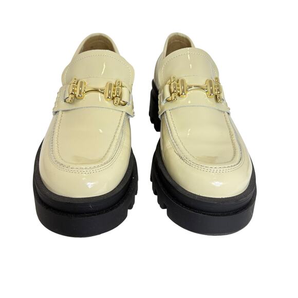 Maeve by Anthropologie -Chunky Patent Leather Loafer shoes- Cream-Size 9-9.5 - Picture 3 of 9